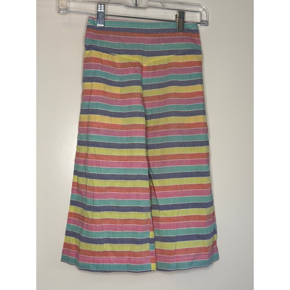 Peas And Queues Striped Girls Cotton Linen culottes Pants Size 6 NWOT